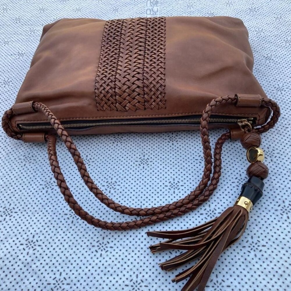 Gucci Bag Purse Handbag Brown Lambskin Leather Medium Shoulder Bag Made In Italy